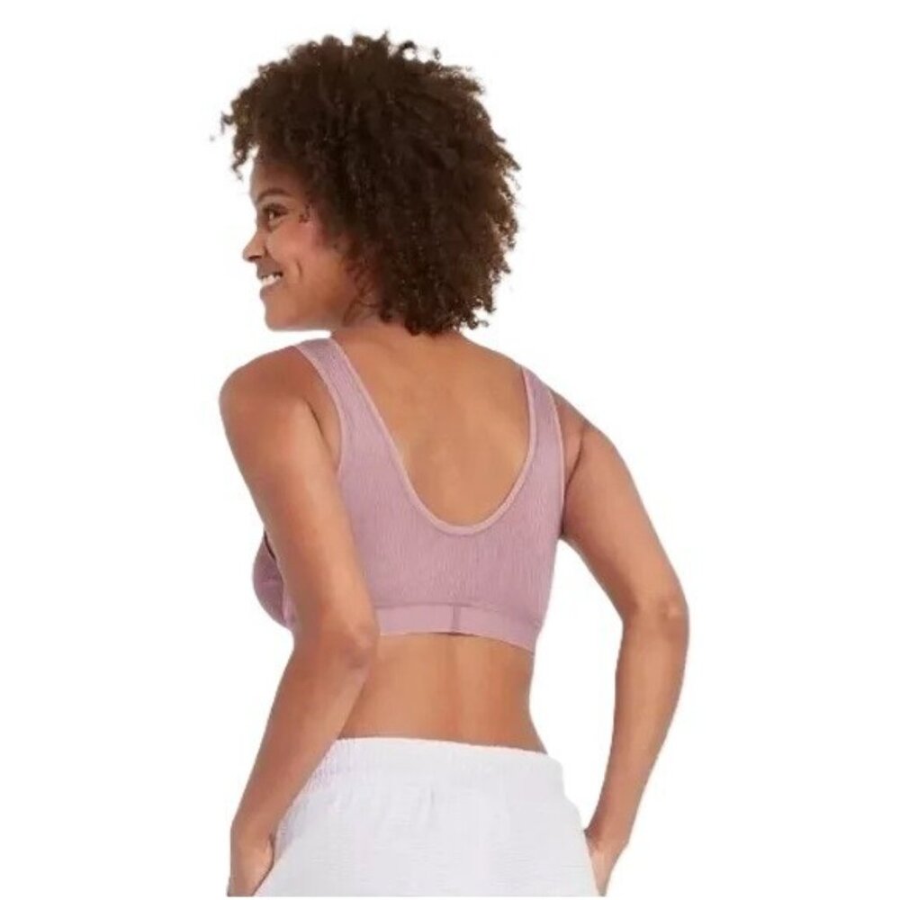 Auden Soft & Ribbed Texture Scoop & Unlined Orchid Pink Bralette Bra -- Size XS - Picture 2 of 5